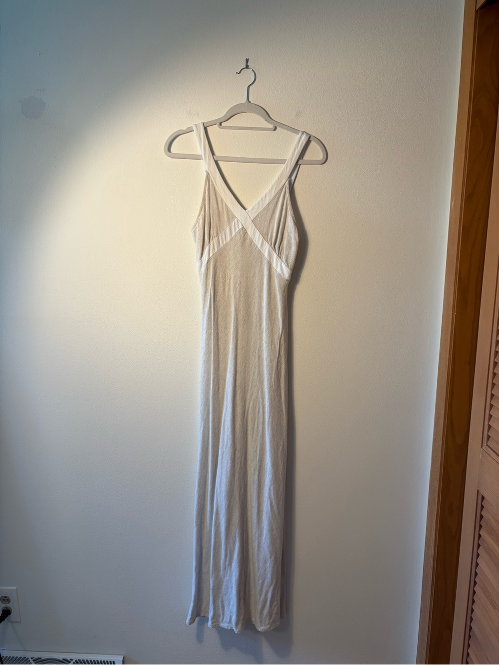 Monteau Los Angeles Cross Front Paneled Maxi Dress Oatmeal White M